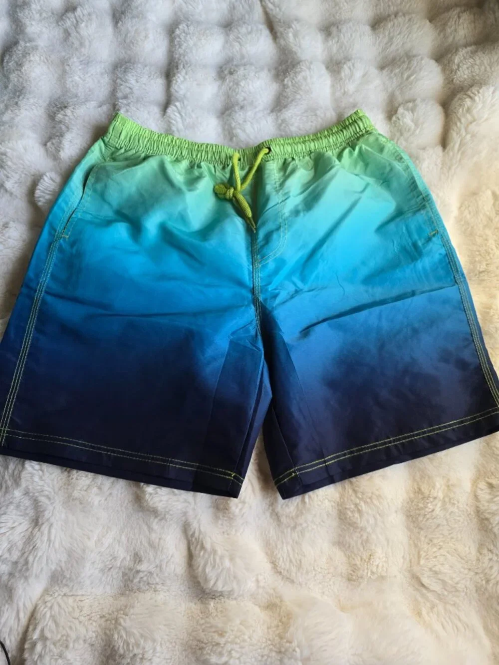 Mens Blue Green Summer Swim Trunks